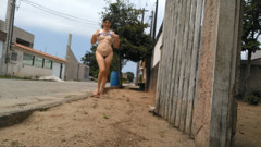 Wife without panties outdoor
