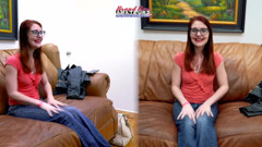 Part 1 interview and toy! Nervous quirky-hot redhead in glasses auditions for porn sucks and fucks for stardom!