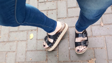 platform sandals - public crossdressing thumbnail