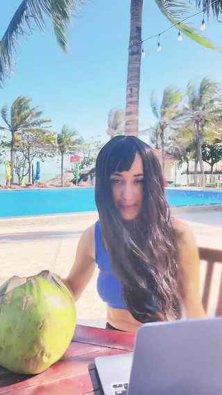 Me- Sexy Beauty Girl Model and Coconut. Poolside Beautiful Alert!