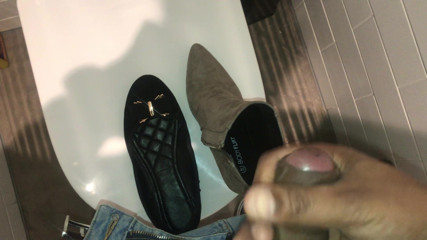 Cum on collegues shoes at the office