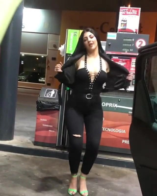 Sexy dancing at petrol station