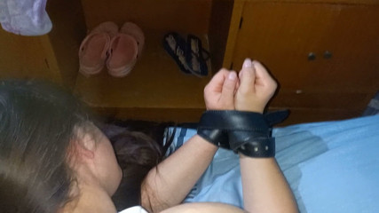 Schoolgirl tied to the bed and rich