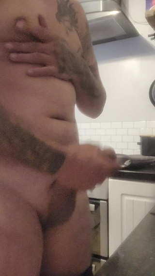 Horny Boy Wanking, Cumming Over Kitchen Counter &amp; Licking in up