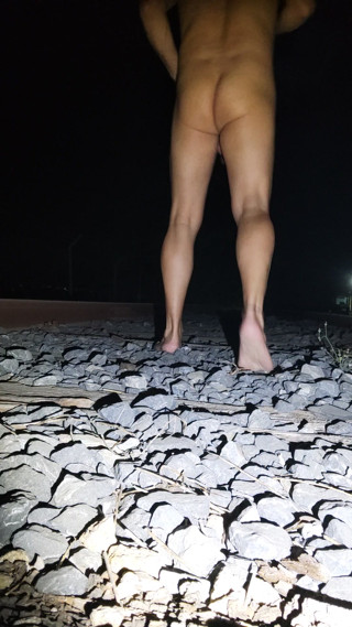 Naked at Work on the Train Tracks