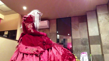 Red and yellow dress suck off under