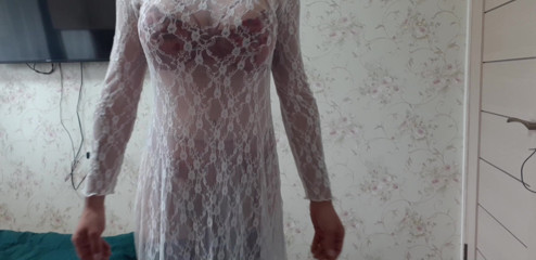 in a white sheer dress 2