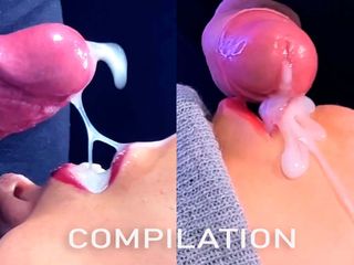 Slow motion cum in mouth compilation