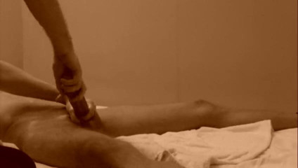 Me milking a huge cock tied to the bed