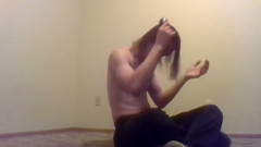 Topless Transgirl Brushing Her Own Hair