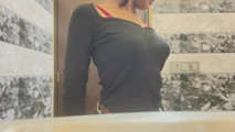 Sexy babe showing her boobs in bathroom