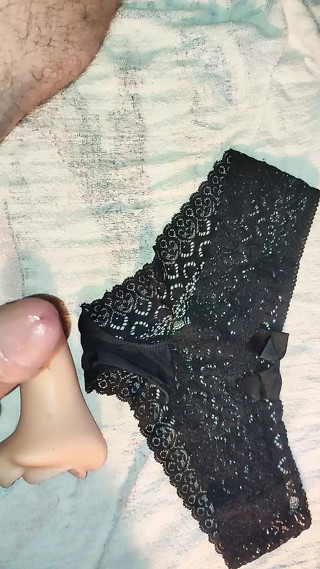 Cumshot on the bride&amp;#039;s bridesmaid&amp;#039;s black panties