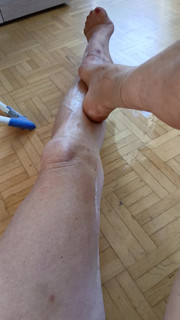 Feet in wet nylon socks