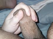 Step mom perfect handjob in bed with step son 