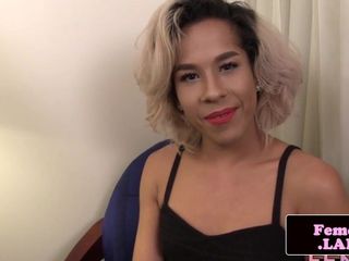 Classy black trans queen solo jerking session