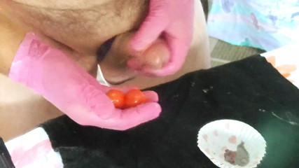 Cocktail Tomatoes with a shot of sperm