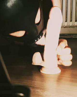 Cock adicted slut trained suck dildo