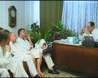 Attractive German babe in stockings fucked in ass by doctor