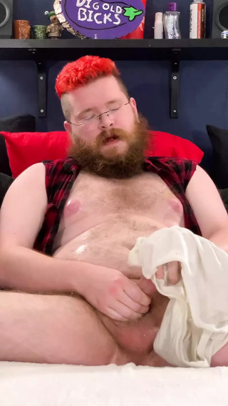 Jacking my uncut dick and busting on briefs