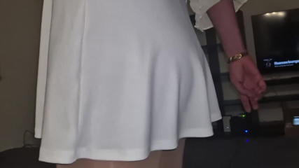 White Short Skirt Ass Watcher thumbnail