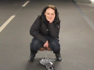 Crazy Girl Pissing In Carpark