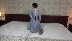 She wore blue nylons