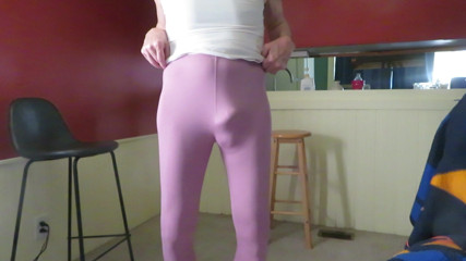Male slut in skin-tight leggings