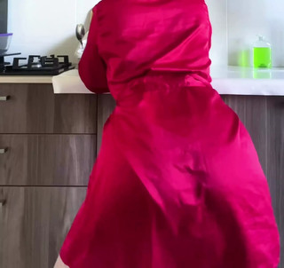 I&#039;m hot in my kitchen and filling myself with whipped cream
