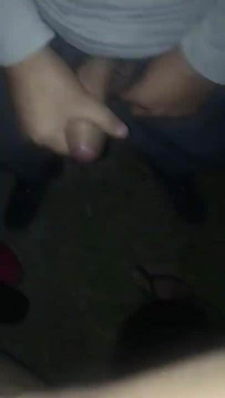 Bareback and cumming in group in park at night