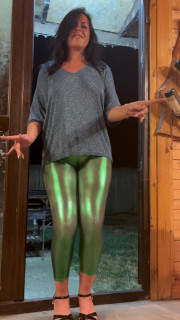 Tight & Shiny - Cameltoe Tease with No Panties