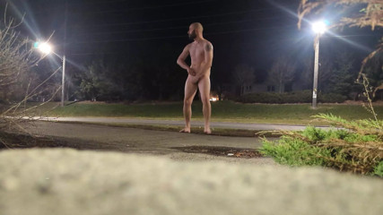 Fully naked jockslut exposed on the road!