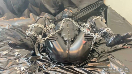 Shiny bodysuit chain bondage