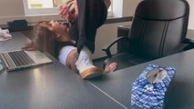 She sucks and fucks boss to save her job