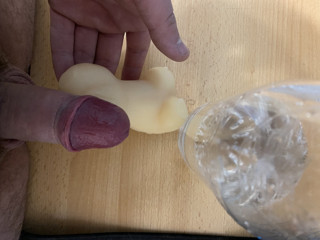 Standing, I jerk off my dick and taste the lubricant from my penis thumbnail