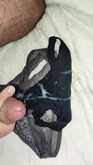 My most beautiful cumshot on 2 handjob thongs