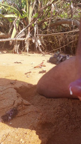 Ladysilva masturbating his cock on a deserted beach until he cums hot