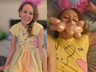 Blonde Easter Bunny Gagged And Cum Blasted Part 1