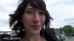 Casting in the street of a pretty brunette getting hard sodomized