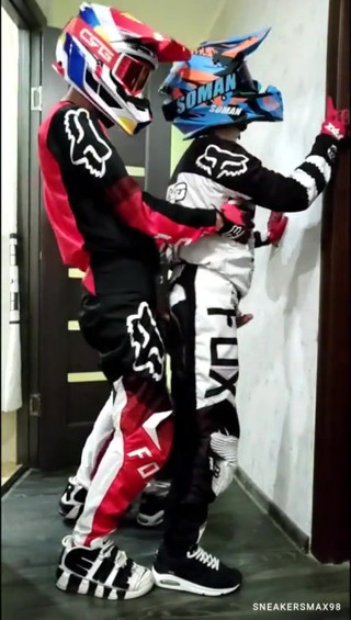 Motorcyclist Fucks a Guy in a Motocross Outfit and Mxhelmet