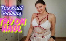 Treill Lingerie Tease - Walking in Cute Home Outfits with Bounce & Jiggling