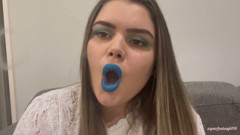 Play with smoke with light blue lipstick