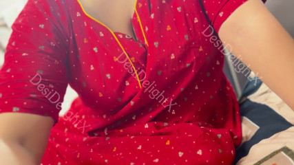 Wife in Hot Red Nighty Makes Husband Lose Control Hardcor Sex All Open
