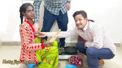 First time sex with bhabhi in kitchen with two dever's threesome sex