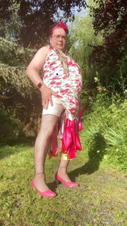 In an outfit with a little floral dress for a night out