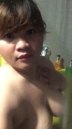 Fat Indonesian girl showering