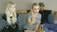 Blondes clash in a sexy Strip Pirate Pengins game