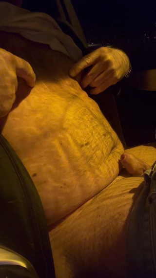 CARESSING YOURSELF IN THE CAR AT A MOTORWAY REST AREA
