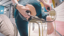 The girl tore her jeans and...
