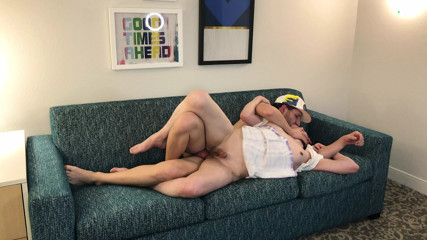 VERY SEXY Petite Trans Student Fucked Hardcore on Sofa