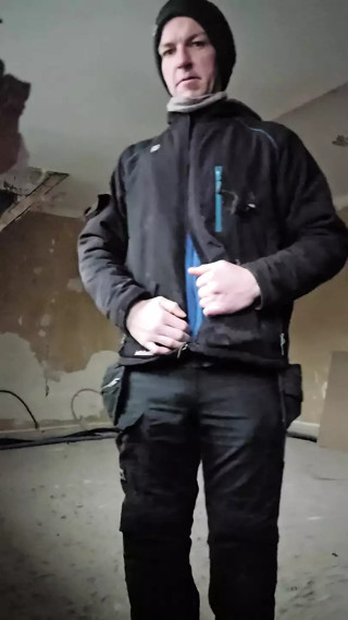 Undressing, masturbating and fingering while working